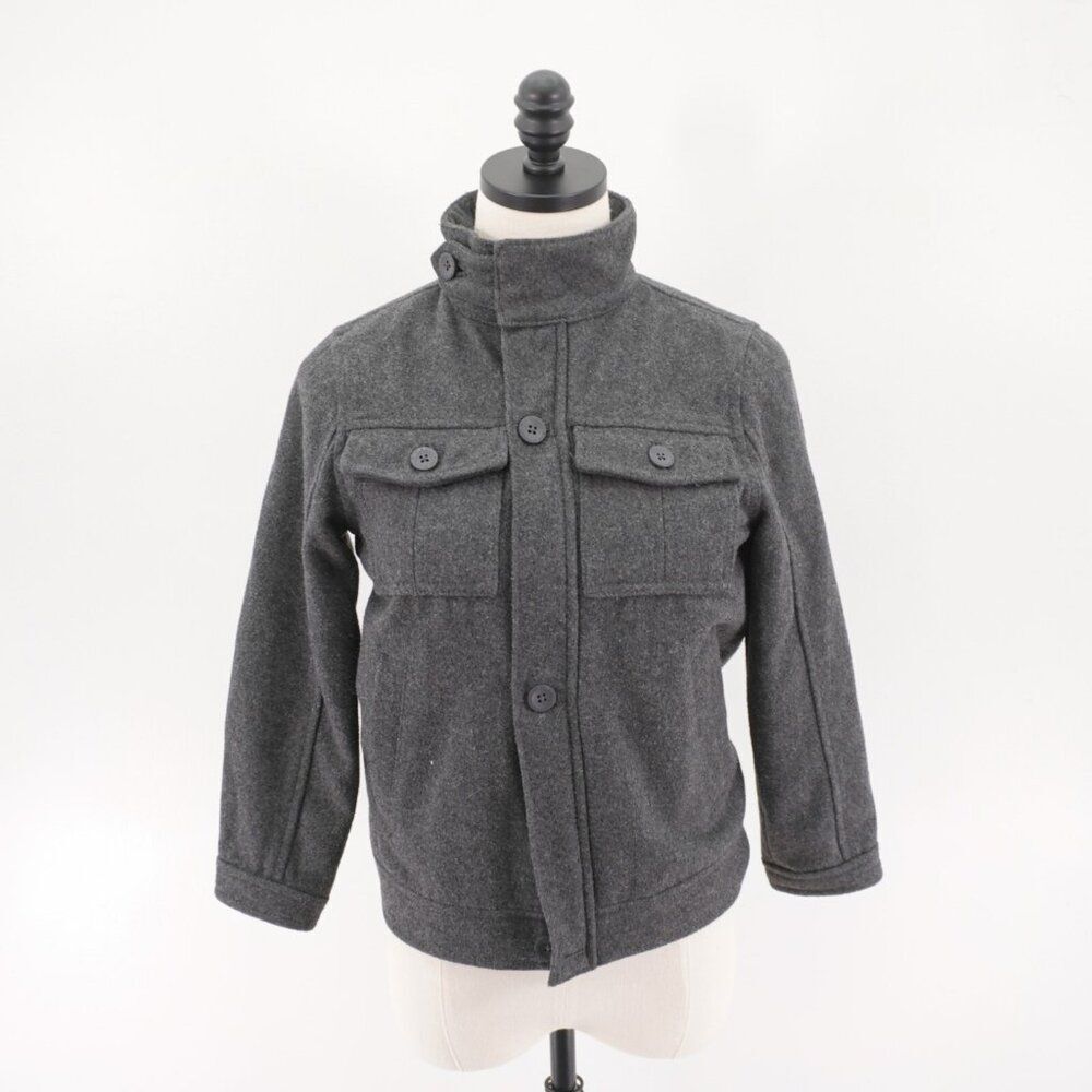 Old Navy Gray Small Zip Up Button Pea Coat Large Polyester Blend